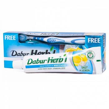 Купить Зубная паста Дабур СОЛЬ-ЛИМОН, Dabur Herb'l Salt-Lemon, 150 г.  + зубная щетка