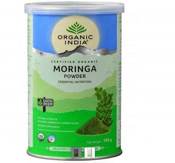 Купить Моринга, Порошок листьев Моринги, Moringa Organic India 100 г