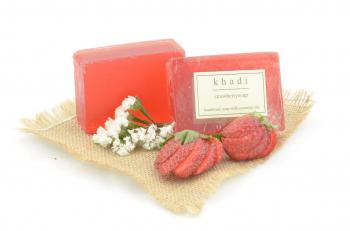 Купить Натуральное аюрведическое Мыло Кхади Клубника,  Khadi Strawberry soap, 125 г.