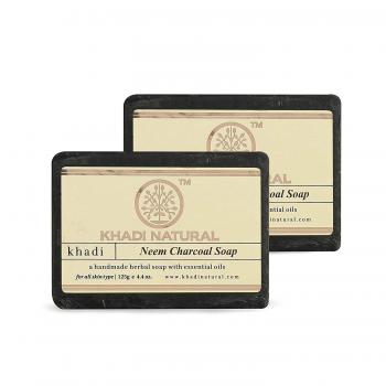 Купить Натуральное аюрведическое Мыло Кхади Ним с Бамбуковым углем,  Khadi Neem Charcoal  soap, 125 г.
